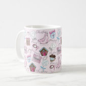 Waterverf Roze Kerst Schattige Girly Koffiemok (Voorkant links)