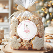 Waterverf Roze Kerstballerina Gift Ronde Sticker