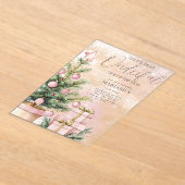 waterverf Roze Kerstboom 1e verjaardag Acryl Uitnodigingen (Laagn)