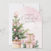 waterverf Roze Kerstboom 1e verjaardag Kaart (Achterkant)