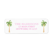 Waterverf Roze Kerstboom Adres Etiket (Voorkant)