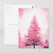 Waterverf Roze Kerstboom Briefkaart (Voorkant / Achterkant)