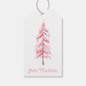 Waterverf Roze kerstboom Gift Labels Cadeaulabel (Voorkant)