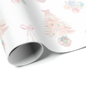 Waterverf Roze Kerstboom Grandmillennial Cadeaupapier (Rol Hoek)