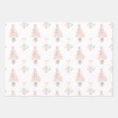 Waterverf Roze Kerstboom Grandmillennial Inpakpapier Vel (Voorkant)