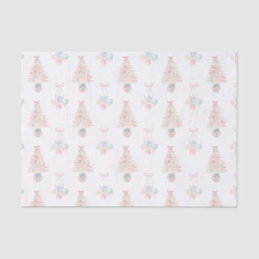 Waterverf Roze Kerstboom Grandmillennial Tissuepapier (Voorkant)