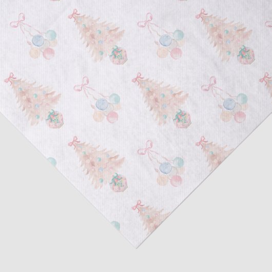 Waterverf Roze Kerstboom Grandmillennial Tissuepapier (Detail)