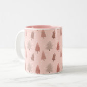 Waterverf roze kerstboom illustratie tweekleurige koffiemok (Voorkant links)