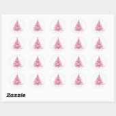 Waterverf Roze Kerstboom Modern Ronde Sticker (Vel)