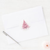 Waterverf Roze Kerstboom Modern Ronde Sticker (Envelop)