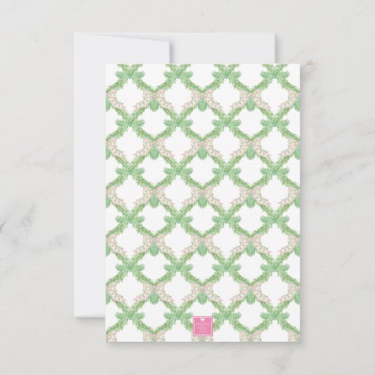 Waterverf Roze Kerstboom Monogram Crest Bedankkaart (Achterkant)