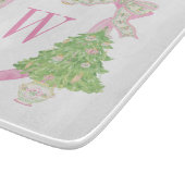 Waterverf Roze Kerstboom Monogram Crest Snijplank (Hoek)