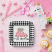 Waterverf Roze kerstboom Papieren Bordje (Feest)