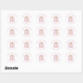 Waterverf Roze Kerstcadeau Geschenk Ronde Sticker (Vel)