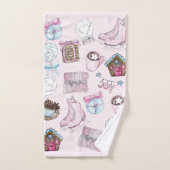 Waterverf Roze Kerstelementen Bad Handdoek (Handdoek)