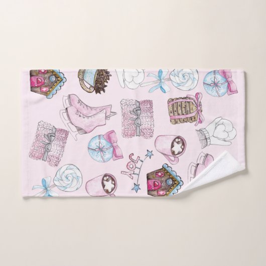 Waterverf Roze Kerstelementen Bad Handdoek (Handdoek)