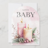 waterverf Roze Kerstkaarsen 1e verjaardag Kaart (Achterkant)