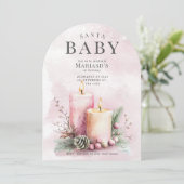 waterverf Roze Kerstkaarsen 1e verjaardag Kaart (Staand voorkant)