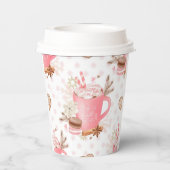 Waterverf Roze kerstkoekjes en cacao Papieren Bekers (Achterkant)