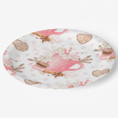 Waterverf Roze kerstkoekjes en cacao Papieren Bordje (Gekanteld)