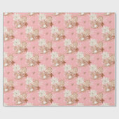 Waterverf Roze kerstkoekjes en snowflakes Cadeaupapier (Vlak)