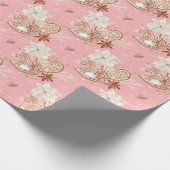 Waterverf Roze kerstkoekjes en snowflakes Cadeaupapier (Hoek)