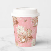 Waterverf Roze kerstkoekjes en snowflakes Papieren Bekers (Links)