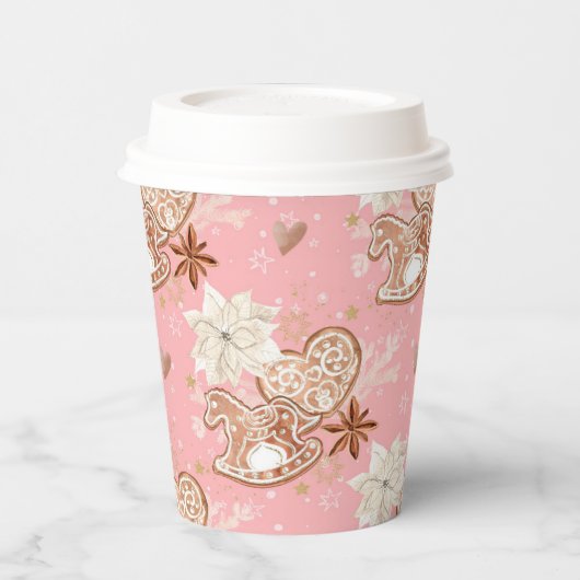 Waterverf Roze kerstkoekjes en snowflakes Papieren Bekers (Links)