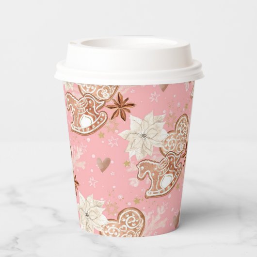 Waterverf Roze kerstkoekjes en snowflakes Papieren Bekers (Achterkant)