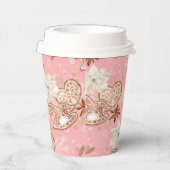 Waterverf Roze kerstkoekjes en snowflakes Papieren Bekers (Rechts)