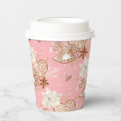 Waterverf Roze kerstkoekjes en snowflakes Papieren Bekers (Voorkant)