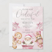 waterverf Roze Kerstman 1e geboortedag Kaart (Voorkant)