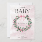 waterverf Roze Kerstman 1e geboortedag Kaart (Voorkant)