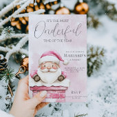 waterverf Roze Kerstman 1e geboortedag Kaart