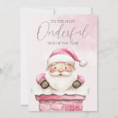 waterverf Roze Kerstman 1e geboortedag Kaart (Achterkant)