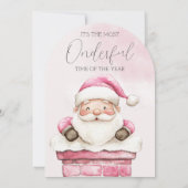 waterverf Roze Kerstman 1e geboortedag Kaart (Achterkant)