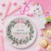 waterverf Roze Kerstman 1e geboortedag Papieren Bordje (Feest)