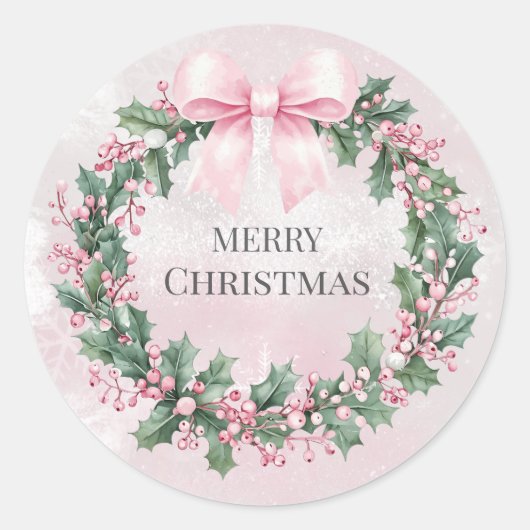waterverf Roze Kerstman 1e geboortedag Ronde Sticker (Voorkant)