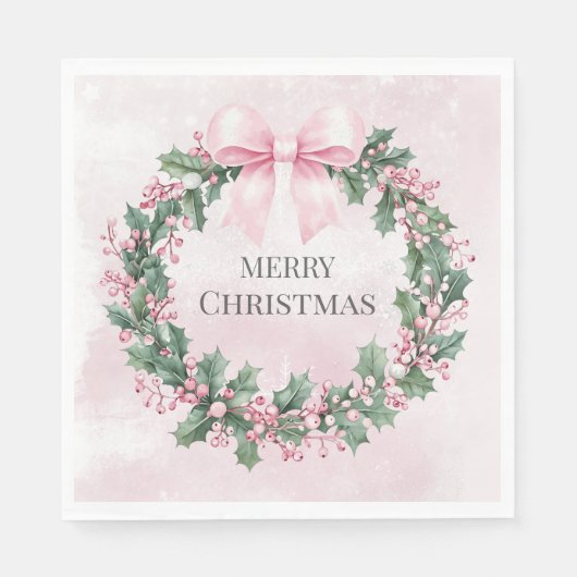 waterverf Roze Kerstman 1e geboortedag Servet (Voorkant)