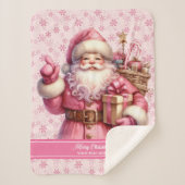 Waterverf Roze Kerstmandeken voor meisjes Kerst Sherpa Deken (Voorkant)