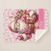 Waterverf Roze Kerstmandeken voor meisjes Kerst Sherpa Deken (Voorkant (horizontaal))