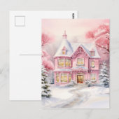 Waterverf Roze Kerstmis Achtergrond Briefkaart (Voorkant / Achterkant)