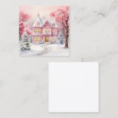 Waterverf Roze Kerstmis Achtergrond Vierkante Visitekaartje (Voorkant / Achterkant)