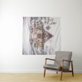 Waterverf Roze Kerstmis Kunst Tapestry Wandkleed (In Situ (horizontaal))