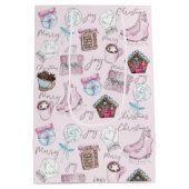 Waterverf Roze kerstmis Medium Cadeauzakje (Achterkant)
