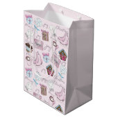 Waterverf Roze kerstmis Medium Cadeauzakje (Achterkant Gekanteld)