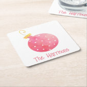 Waterverf Roze kerstpapieren Onderzetters (Schuin)