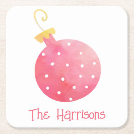 Waterverf Roze kerstpapieren Onderzetters