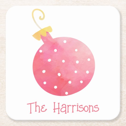 Waterverf Roze kerstpapieren Onderzetters (Voorkant)