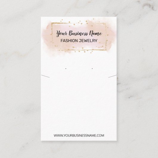 Waterverf Roze Ketting en oorspong Visitekaartje (Voorkant)